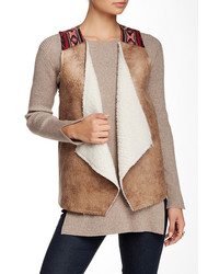 Flying Tomato Faux Suede Faux Shearling Vest