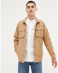 Barbour Deck Cord Collar Overshirt In Camel