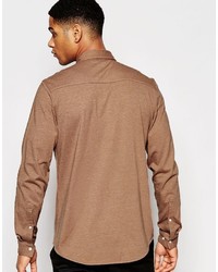 Asos Brand Jersey Shirt In Camel In Regular Fit