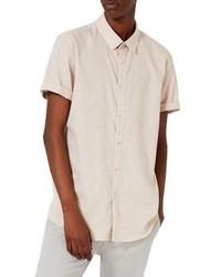 Topman Crosshatch Cotton Linen Shirt