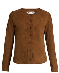 Frame Feather Weight Collarless Suede Shirt