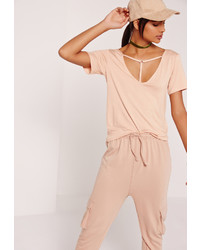 Missguided T Bar Harness Front T Shirt Nude