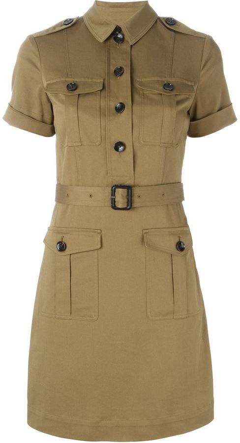 Burberry Brit Belted Military Shirt Dress, $524  | Lookastic