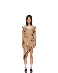 Alexander Wang Tan Asymmetric Deconstructed Shirt Dress