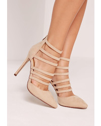 Missguided Nude Elastic Strap Court Shoes