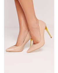 Missguided Nude Patent Transparent Heel Court Shoes