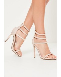 Missguided Nude Multi Strap Barely There Heels
