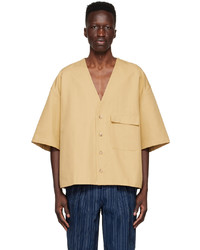 King & Tuckfield Beige Cotton Short Sleeve Shirt