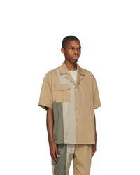 Feng Chen Wang Khaki Panelled Short Sleeve Shirt