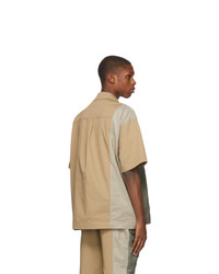 Feng Chen Wang Khaki Panelled Short Sleeve Shirt