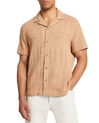 River Island Resort Texture Slub Short Sleeve Button Up Camp Shirt