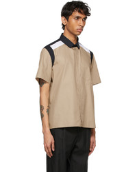 Neil Barrett Tan Hybrid Cotton Short Sleeve Shirt