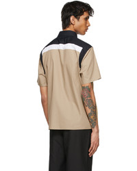 Neil Barrett Tan Hybrid Cotton Short Sleeve Shirt