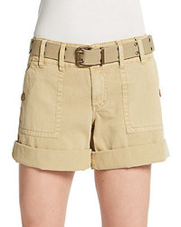 Belted Flap Pocket Shorts