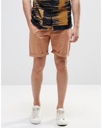 Asos Brand Slim Chino Shorts In Beige