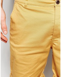 Asos Brand Slim Chino Shorts In Camel