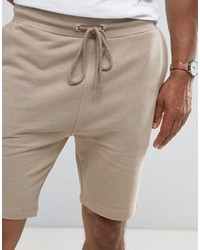 Asos Jersey Skinny Shorts In Beige