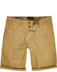 River Island Tan Slim Chino Shorts