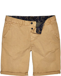 River Island Tan Slim Fit Chino Shorts