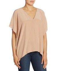 Alice + Olivia Draped Square Silk Top