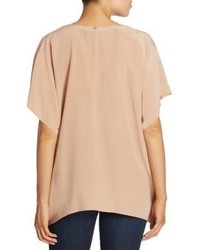 Alice + Olivia Draped Square Silk Top