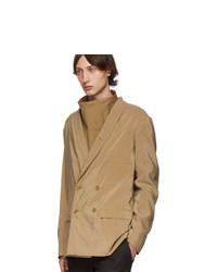Lemaire Tan Dry Silk Double Breasted Blazer