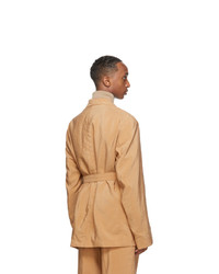 Lemaire Tan Silk Double Breasted Blazer