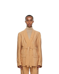 Lemaire Tan Silk Double Breasted Blazer
