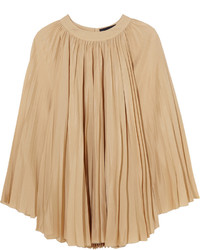 Vanessa Seward Baden Pleated Silk Mini Dress Beige