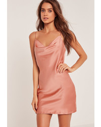 Missguided Silky Cowl Front Cami Dress Nude