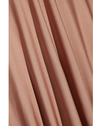 Valentino Cape Effect Silk Jersey Maxi Dress Taupe