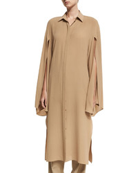 Michael Kors Michl Kors Collection Silk Georgette Slit Sleeve Midi Shirtdress