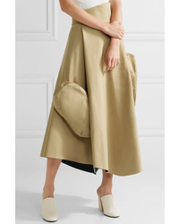 Awake Awake Asymmetric Cotton Midi Skirt Beige