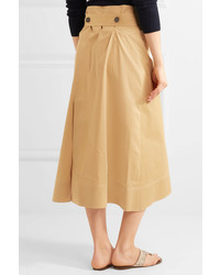 Joseph Berwick Cotton Poplin Wrap Midi Skirt Beige