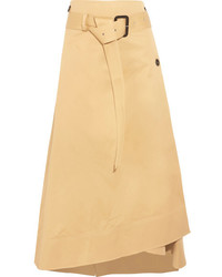 Joseph Berwick Cotton Poplin Wrap Midi Skirt Beige