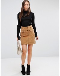 Brave Soul Buttoned Cord Skirt