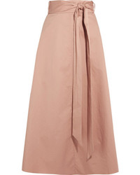 Tibi Cotton Poplin Wrap Skirt Beige