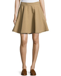 Brunello Cucinelli Monili Trim High Waist Full Skirt Medium Brown