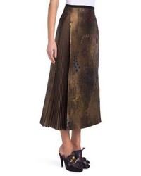 Fendi Side Pleat Jacquard Midi Skirt