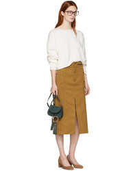 Chloé Tan Utilitarian Slit Skirt