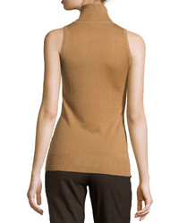 Neiman Marcus Silk Cashmere Turtleneck Sweater Camel