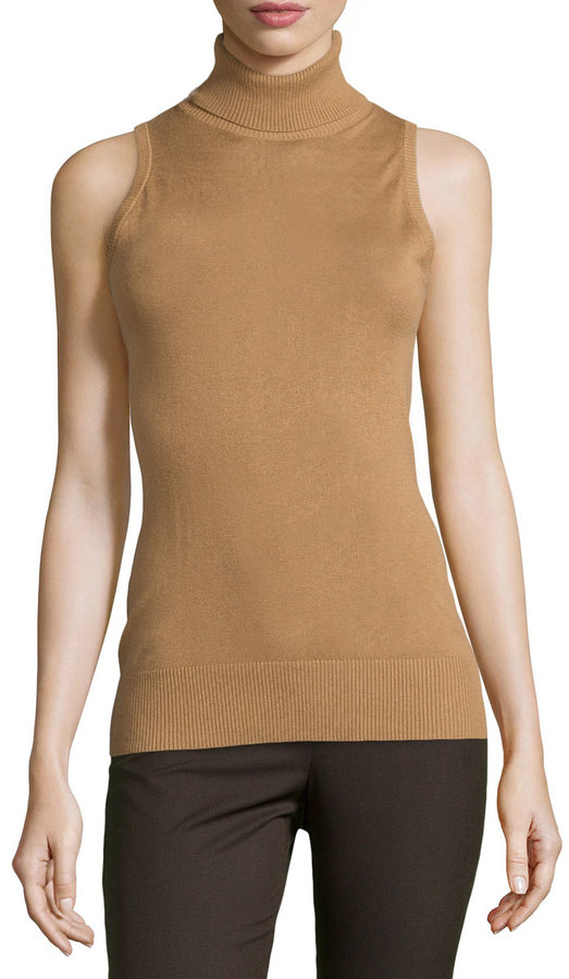 Neiman Marcus Silk Cashmere Turtleneck Sweater Camel, $92