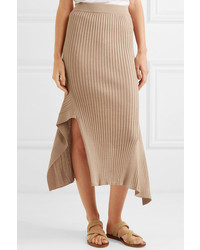 Stella McCartney Asymmetric Ribbed Wool And Midi Skirt