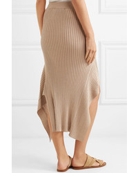 Stella McCartney Asymmetric Ribbed Wool And Midi Skirt