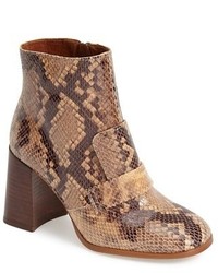 Tan Snake Ankle Boots
