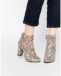 Daisy Street Snake Print Block Heeled Ankle Boots