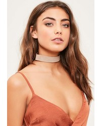 Missguided Nude Snake Pattern Choker Necklace