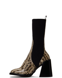 Chloé Beige Snake Bea Half Sock Boots