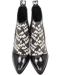 Kenzo Black And White Snake Print Ankle Boot