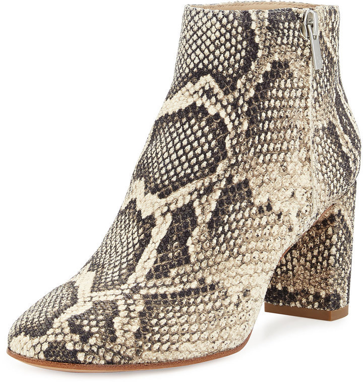 snake print heel booties